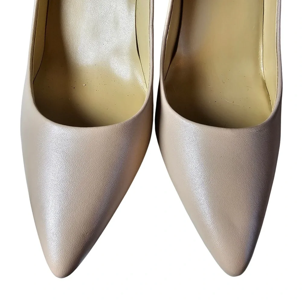 Michael Kors Dorothy Flex Pump Beige Leather Pointed Toe Stiletto Heels Size 11M